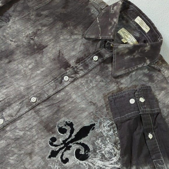 Eighty Eight Other - Eighty Eight Mens Large Button Down Shirt Tie Dye Angel Wings Graphic Print Y2K